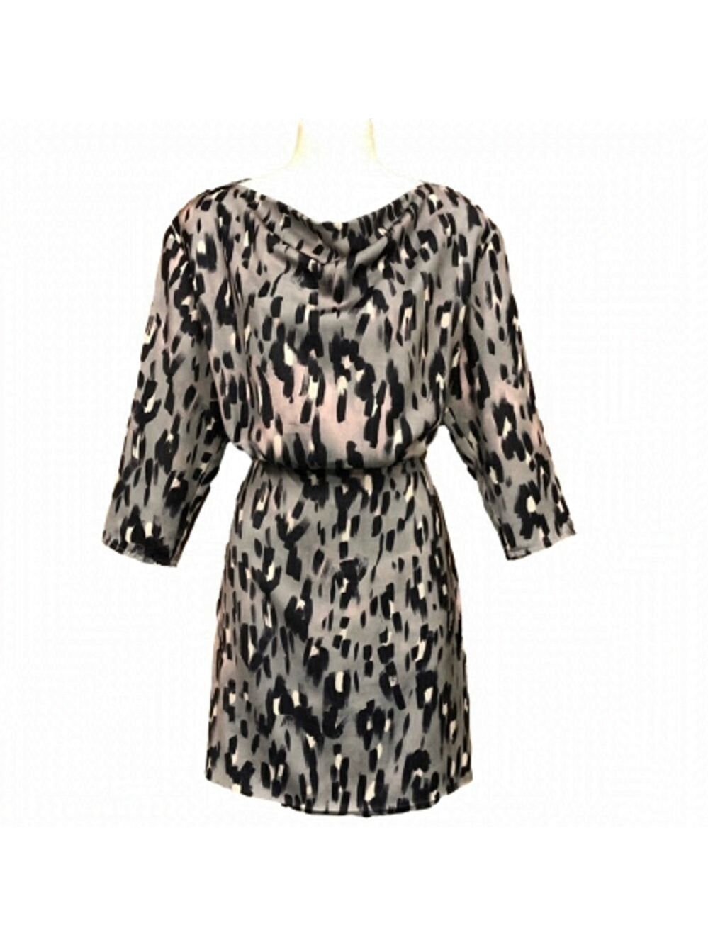 𝅺anthropologie Reiss Lotta Leopard satin drape mini dress Size 6